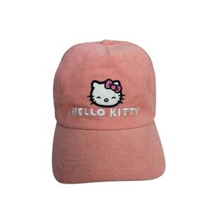 Hello Kitty Sanrio Embroidery Corduroy Pink Peach Toddler  Adjustable Cap